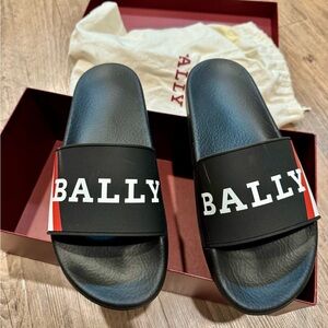 Bally Black Slides with Logo Accent